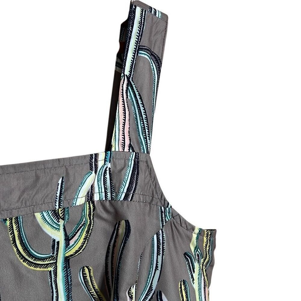 Brooklyn Industries Square Neck Cactus Print Sheath Midi Dress Multicolor Medium - Picture 5 of 9